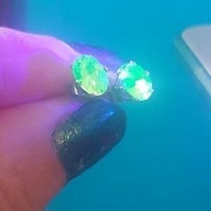 5x7mm jonquil uranium glass stainless steel studs